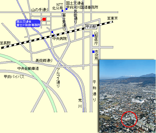 富士川砂防事務所位置図