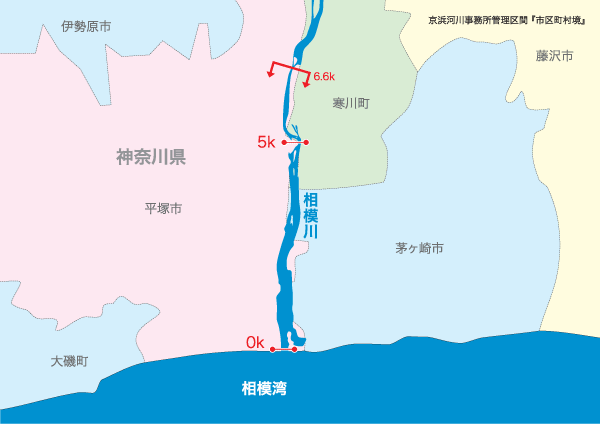 相模川の管理区間マップ