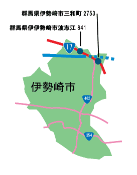 伊勢崎市の地図