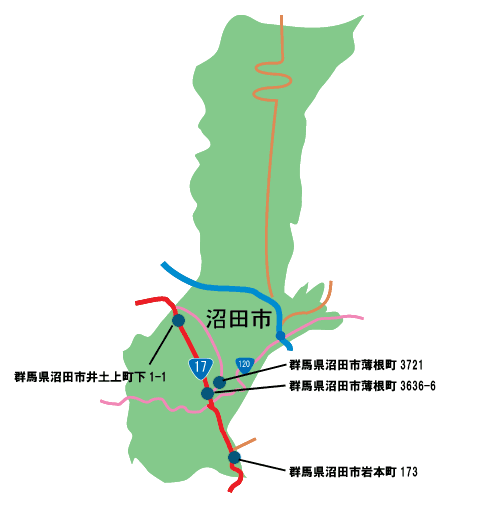 沼田市の地図