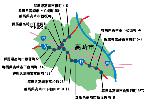 高崎市の地図