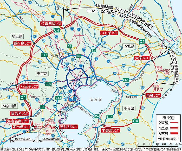 圏央道（首都圏中央連絡自動車道）概略図