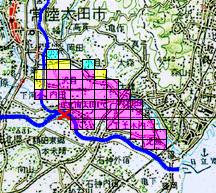 地図:洪水氾濫シミュレーション