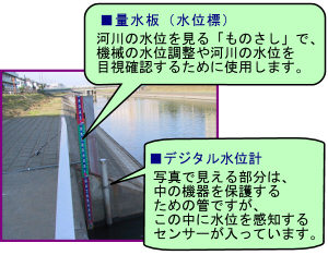 量水板（水位標）・デジタル水位計
