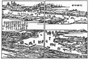 【図6　舟運路と河岸場】　出典：行徳舟場「江戸名所絵図」