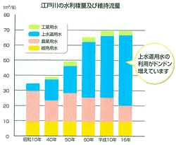 江戸川の水利権量及び維持流量