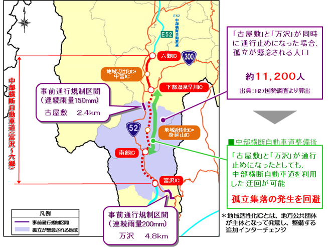 国道52号の規制区間