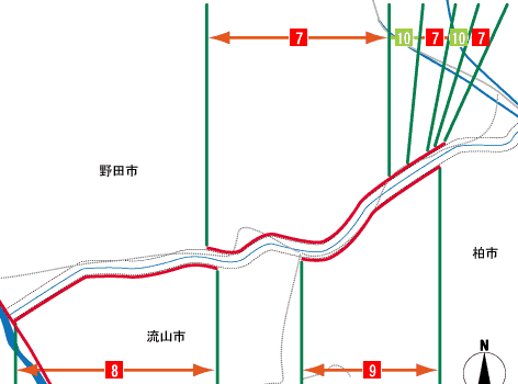 自転車歩行者専用道路等（占用状況一覧）地図（拡大図）