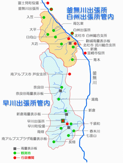 おもな観測地 地図