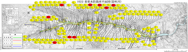 重要水防箇所平面図（笛吹川）