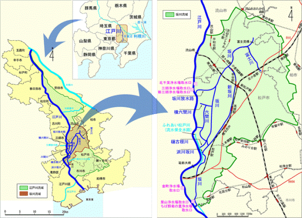 江戸川と坂川の周辺