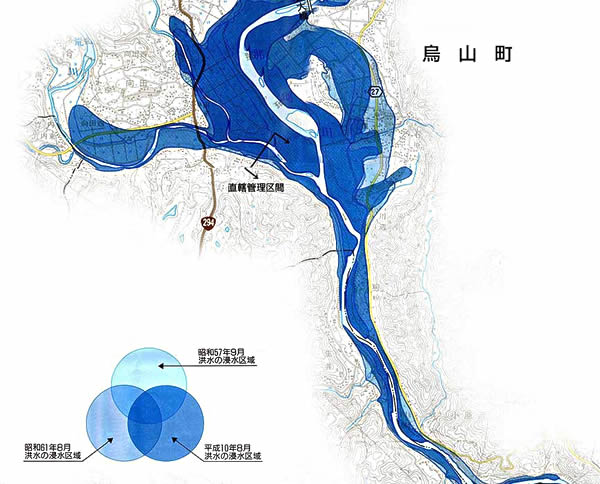 浸水実績図　那珂川・烏山町