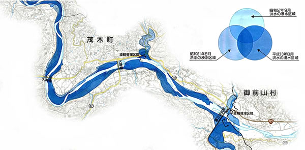 浸水実績図　那珂川・茂木町