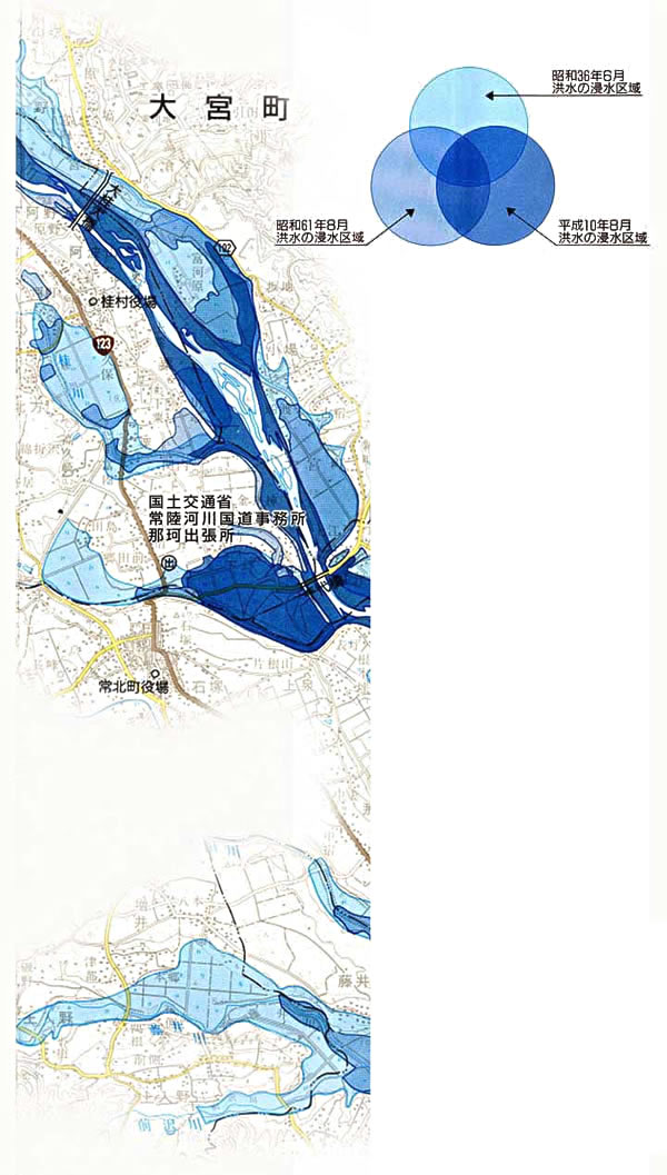 浸水実績図　那珂川・大官町