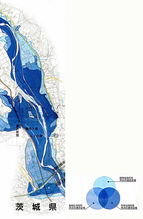 浸水実績図　那珂川・大官町～水戸市