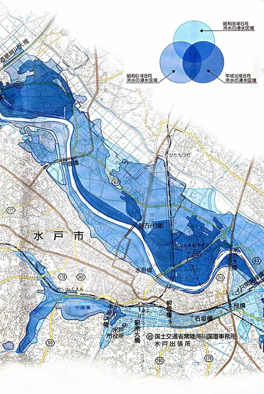 浸水実績図　那珂川・水戸市