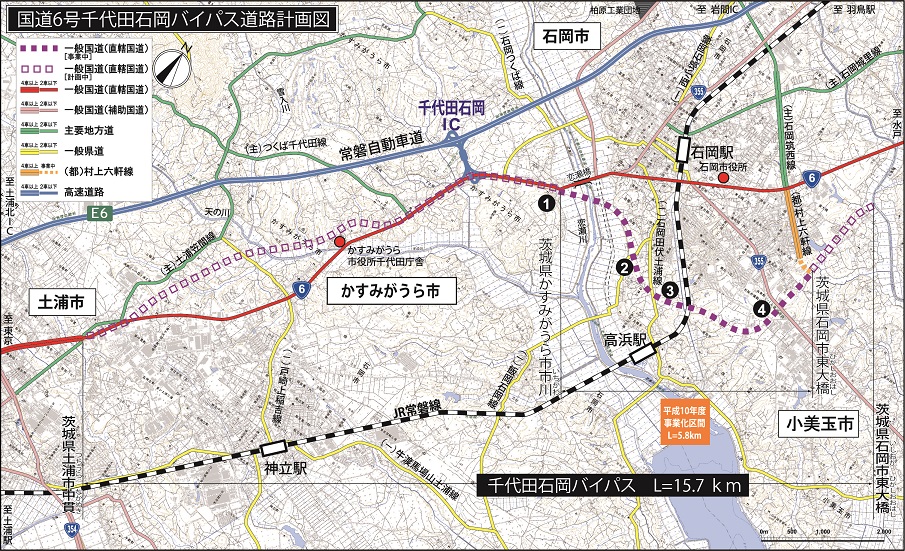 国道6号千代田石岡バイパス道路計画図