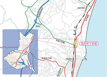 国道6号下手綱地先（茨城県高萩市）　地図