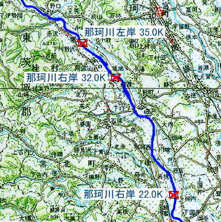 破堤した場合の洪水はん濫状況（那珂川中流）