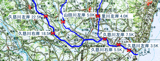 破堤した場合の洪水はん濫状況（久慈川）