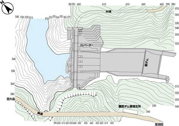 薗原ダムダムサイト平面図