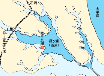 縄文時代の貝塚と海岸線