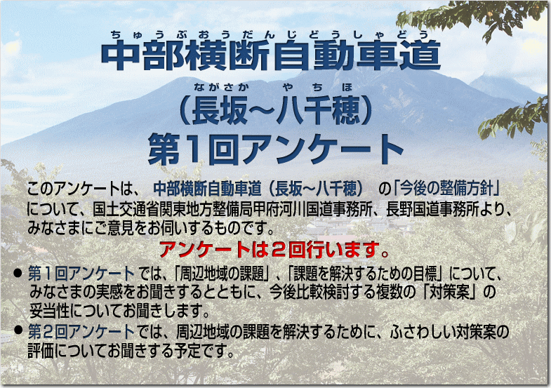 中部自動車横断道（長坂～八千穂）第１回アンケート