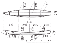 高瀬舟の基準図（明治18年までの標準型）