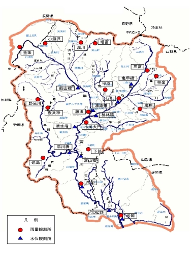 水位観測所・雨量観測所位置図