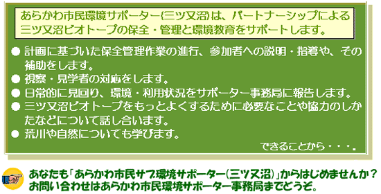 あらかわ市民環境サポーター（三ツ又沼）募集概要 - 図2