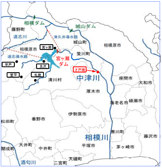 宮ヶ瀬ダムの位置図
