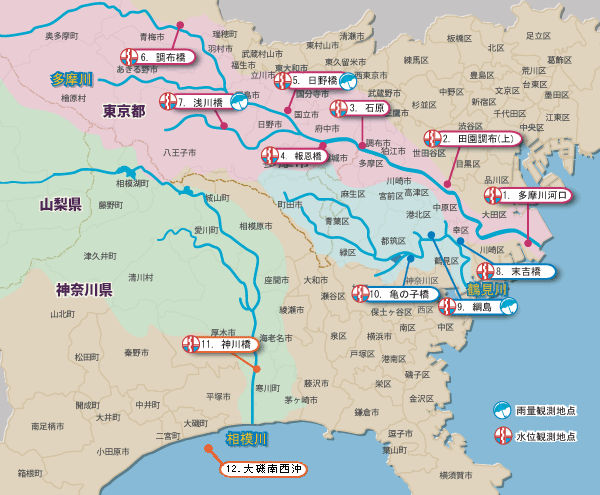 雨量・水位観測所位置図