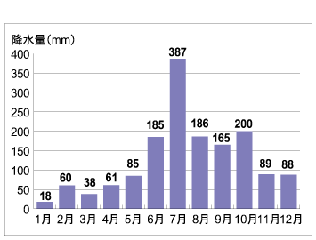 上里見　月別平均降水量（平成17年）