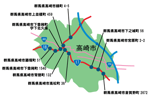 高崎市の地図