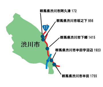渋川市の地図
