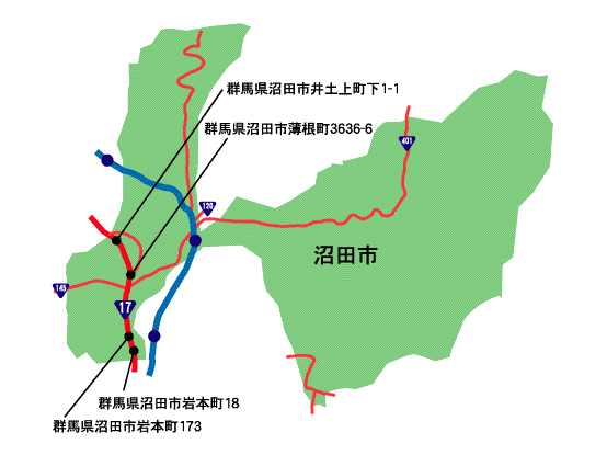 沼田市の地図