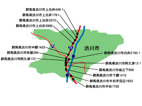 渋川市の地図