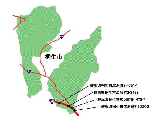 桐生市の地図