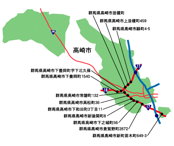 高崎市の地図