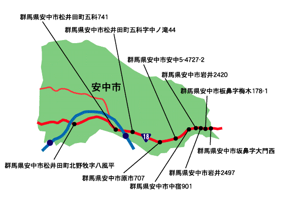 安中市の地図