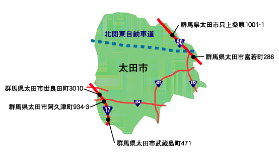太田市の地図