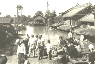 昭和22年カスリーン台風による久喜市（旧栗橋町）の浸水状況