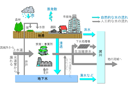自然系と人工系からなる都市域の水循環