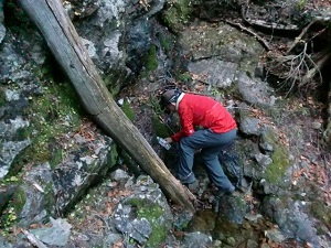 水質比較のため、採水します。