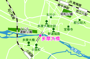 多摩大橋付近の河原　地図