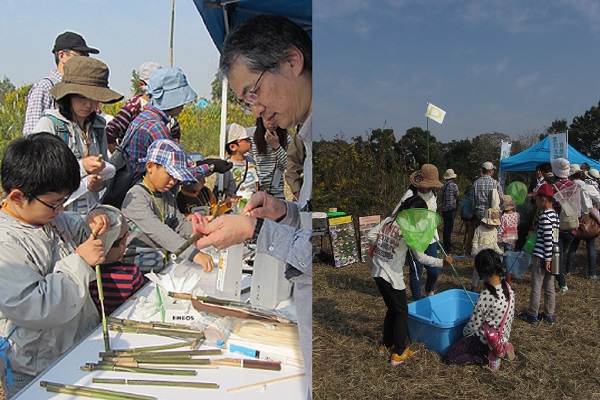 竹を使用した「シノテッポウ作り」や荒川太郎右衛門地区に生息する昆虫観察「バッタ採り」も行われました。