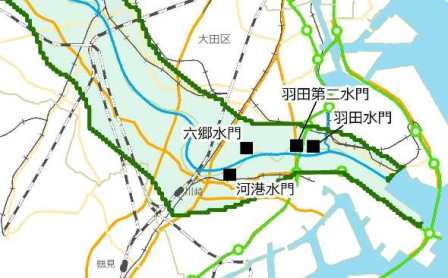 多摩川の水門マップ