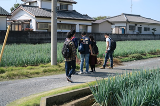 地域資源となるネギ畑の調査の様子