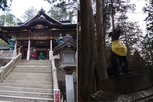 三峰神社は二瀬ダムから20分ほどでつきます。狼の狛犬がたくさん設置されています。