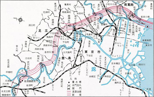 荒川放水路改修平面図